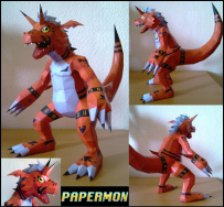 Digimon Papercraft - Growlmon  古拉獸 (數碼寶貝訓獸師)