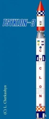 Tsyklon-3 launcher. Version 2 (scale 1:96)