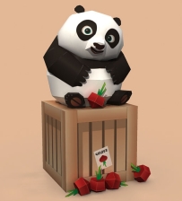 Baby Po and Radish Crate - Kung Fu Panda 2 Papercraft