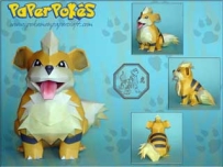 Pokemon Growlithe Papercraft 卡蒂狗