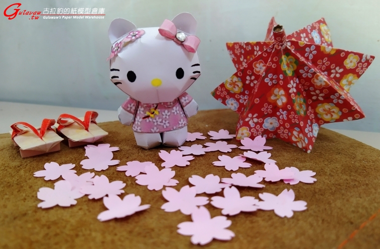 櫻花Hello kitty紙模型